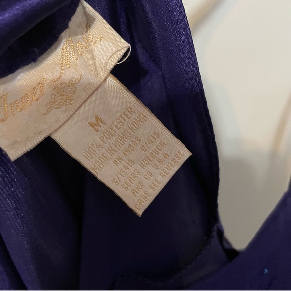 💫 Purple Beaded Satin Strappy Thigh Slit Crisscross Back Mini Slip Dress - Picture 3 of 6